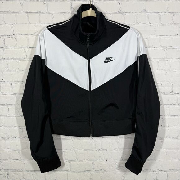 Nike Track Crop Jacket Women's Large Performance Logo Colorblock Running Walking - Picture 1 of 10
